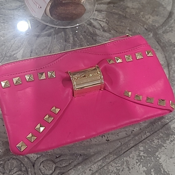 BETSEY JOHNSON PINK STUDDED CLUTCH - Picture 2 of 10